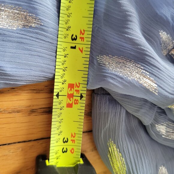 Jennifer Lopez Womens 3X Boho Tunic Blue Metallic Feather Bell Sleeve Flowy - Picture 7 of 7